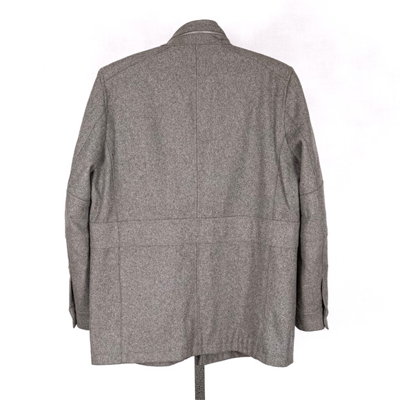 Men's Classic Wool Blend Pea Coat Field Jacket LARGE Gray Military Traditional - Picture 6 of 8